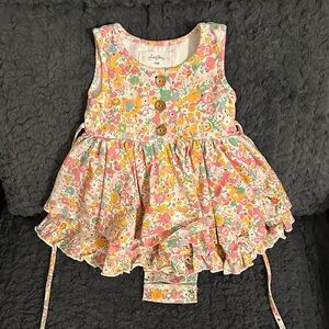 SweetHoney Floral Baby Dress with Button Detail